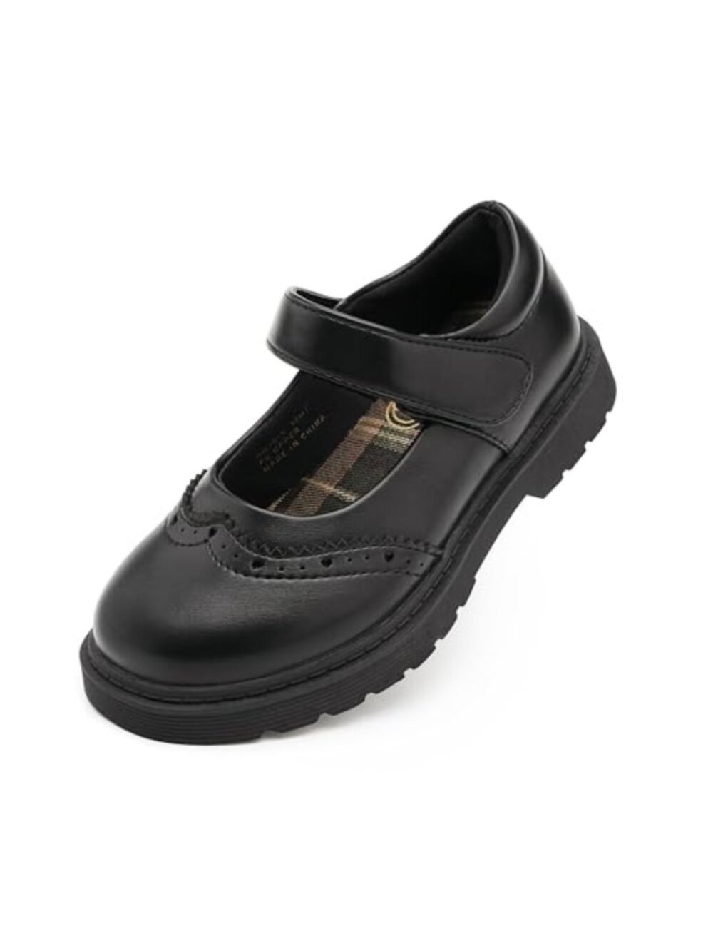 Girls Mary Janes School Uniform Flats Faux Leather Hook & Loop Oxfords